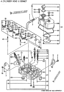  Двигатель Yanmar 2TNE68C-KG2, узел -  Головка блока цилиндров (ГБЦ) 