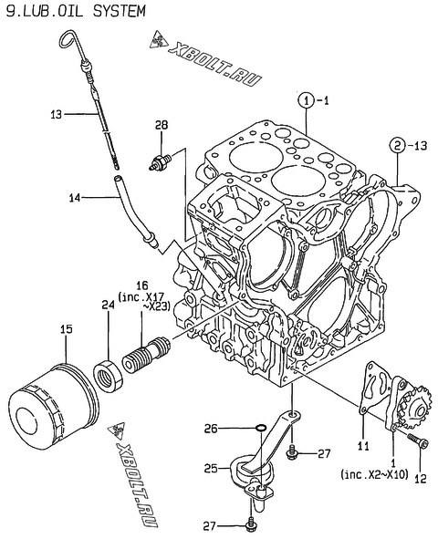  Система смазки двигателя Yanmar 2TNE68C-KG2