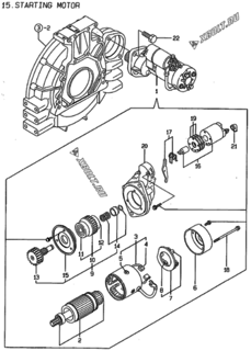  Двигатель Yanmar 4TNE98-KM, узел -  Стартер 