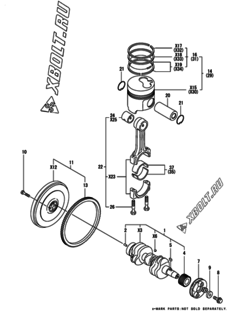  Двигатель Yanmar 3TNE74C-KM, узел -  Коленвал и поршень 