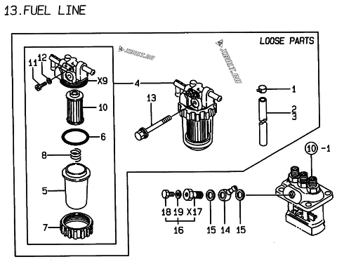  Топливопровод двигателя Yanmar 3TNE74C-KM