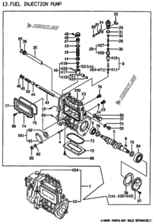  Двигатель Yanmar 4TNE84T-KRV, узел -  Топливный насос высокого давления (ТНВД) 