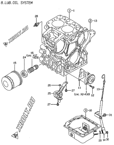  Система смазки двигателя Yanmar 2TNE68C-BG