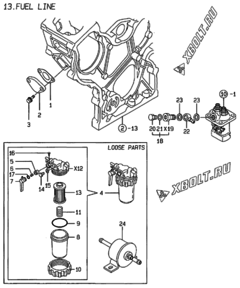  Двигатель Yanmar 2TNE68C-BG, узел -  Топливопровод 