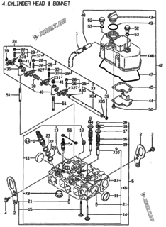  Двигатель Yanmar 2TNE68-HG, узел -  Головка блока цилиндров (ГБЦ) 