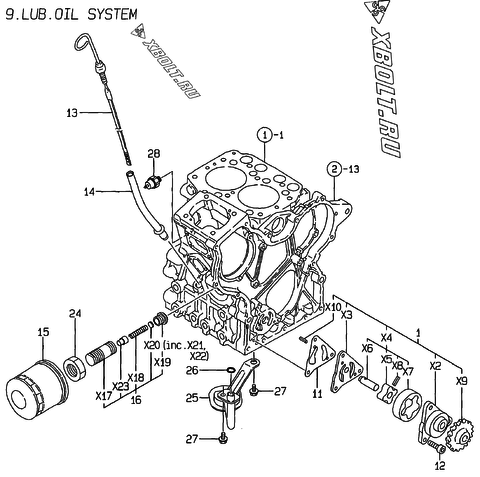  Система смазки двигателя Yanmar 2TNE68-HG