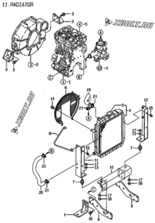  Двигатель Yanmar 2TNE68-HG, узел -  Радиатор 
