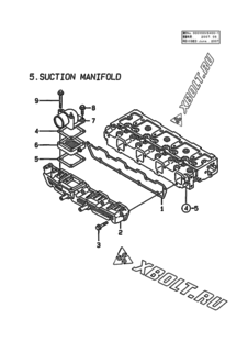  Двигатель Yanmar 4TNE94-HYB, узел -  Впускной коллектор 