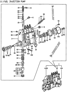  Двигатель Yanmar 4TNE94-HYB, узел -  Топливный насос высокого давления (ТНВД) 