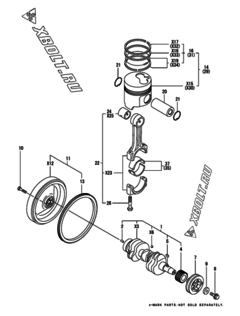  Двигатель Yanmar 3TNE74-LT, узел -  Коленвал и поршень 