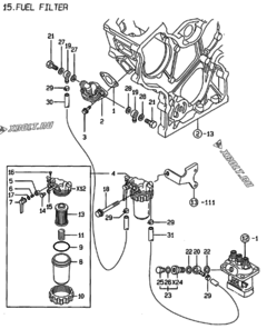  Двигатель Yanmar 3TNE74-LT, узел -  Топливопровод 