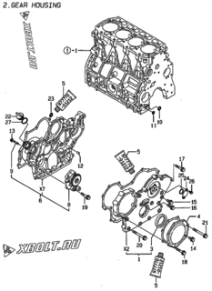  Двигатель Yanmar 4TNE94-ACG, узел -  Корпус редуктора 