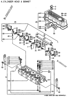  Двигатель Yanmar 4TNE94-ACG, узел -  Головка блока цилиндров (ГБЦ) 