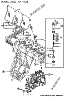  Двигатель Yanmar 4TNE94-ACG, узел -  Форсунка 