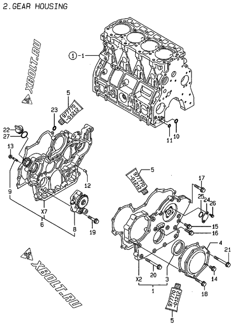  Корпус редуктора двигателя Yanmar 4TNE98-ACG