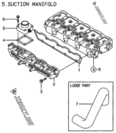  Двигатель Yanmar 4TNE98-ACG, узел -  Впускной коллектор 