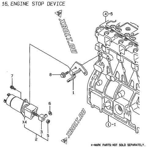  Устройство остановки двигателя двигателя Yanmar 4TNE98-ACG