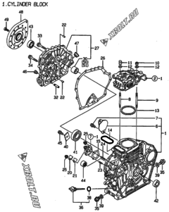  Двигатель Yanmar L48AE-DITYC, узел -  Блок цилиндров 