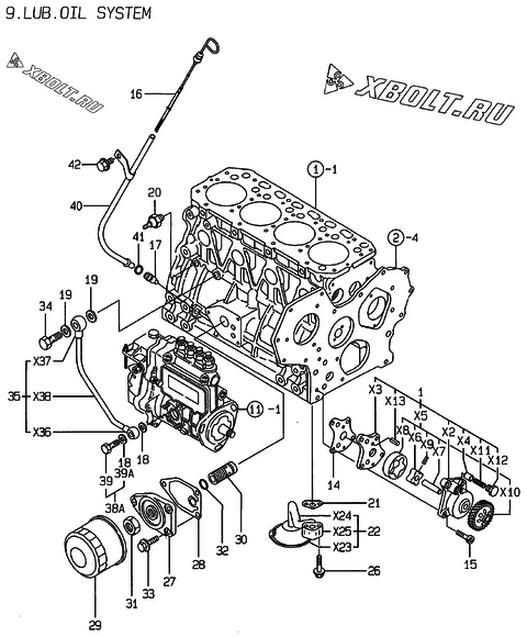  Система смазки двигателя Yanmar 4TNE88-HYS