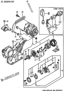  Двигатель Yanmar 4TNE88-EHYS, узел -  Генератор 