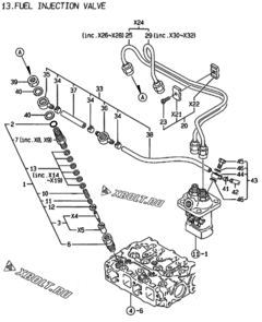  Двигатель Yanmar 2TNE68-BL2, узел -  Форсунка 