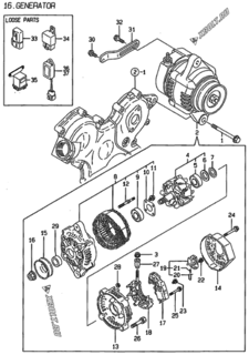  Двигатель Yanmar 2TNE68-BL2, узел -  Генератор 