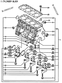  Двигатель Yanmar 4TNE84-AF, узел -  Блок цилиндров 