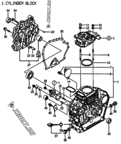  Двигатель Yanmar L40AE-DRBO, узел -  Блок цилиндров 