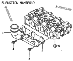  Двигатель Yanmar 3TNE74C-MP, узел -  Впускной коллектор 