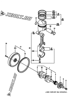  Двигатель Yanmar 3TNE74C-MP, узел -  Коленвал и поршень 