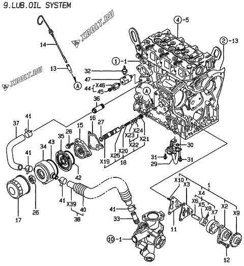  Система смазки двигателя Yanmar 3TNE74C-MP