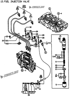  Двигатель Yanmar 3TNE88-ELAN, узел -  Форсунка 