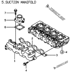  Двигатель Yanmar 4TNE84-LAN, узел -  Впускной коллектор 