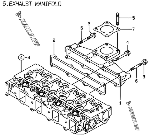  Выпускной коллектор двигателя Yanmar 4TNE88-ELAN