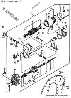  Двигатель Yanmar 4TNE88-ELAN, узел -  Стартер 