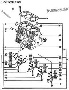  Двигатель Yanmar 3TNE88-CR, узел -  Блок цилиндров 