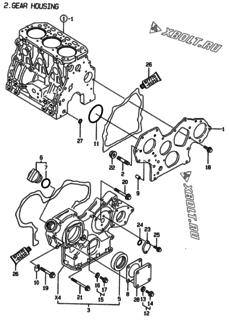  Двигатель Yanmar 3TNE88-CR, узел -  Корпус редуктора 