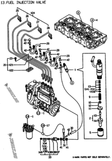  Двигатель Yanmar 4TNE84-EMS, узел -  Форсунка 