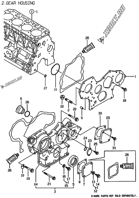  Корпус редуктора двигателя Yanmar 4TNE88-EPZ