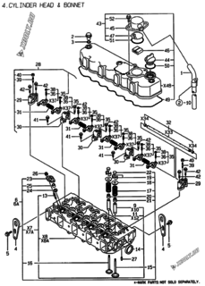  Двигатель Yanmar 4TNE88-EPZ, узел -  Головка блока цилиндров (ГБЦ) 