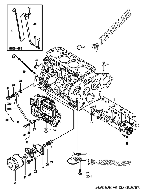  Система смазки двигателя Yanmar 4TNE88-PZ