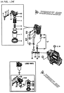  Двигатель Yanmar 4TNE88-PZ, узел -  Топливопровод 