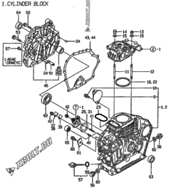  Двигатель Yanmar L40AE-DRWE, узел -  Блок цилиндров 