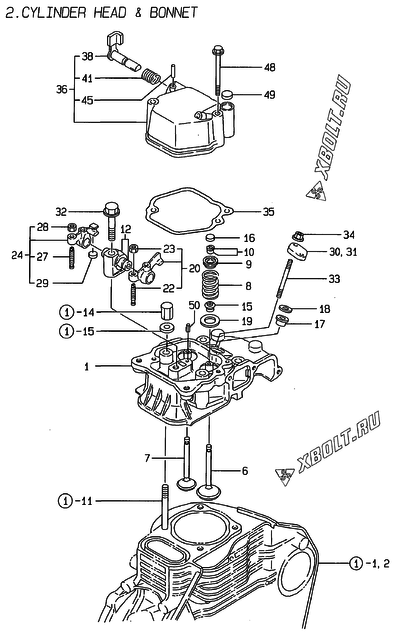  Головка блока цилиндров (ГБЦ) двигателя Yanmar L40AE-DRWEYC