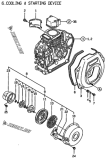  Двигатель Yanmar L40AE-DRWE, узел -  Пусковое устройство 