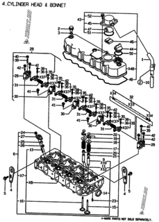  Двигатель Yanmar 4TNE88-GR, узел -  Головка блока цилиндров (ГБЦ) 