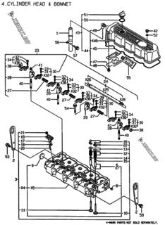 Двигатель Yanmar 4TNE98-AD, узел -  Головка блока цилиндров (ГБЦ) 