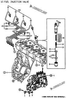  Двигатель Yanmar 4TNE98-AD, узел -  Форсунка 