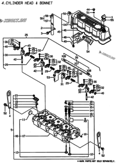  Двигатель Yanmar 4TNE94-DBW, узел -  Головка блока цилиндров (ГБЦ) 