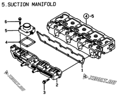  Двигатель Yanmar 4TNE94-DBW, узел -  Впускной коллектор 